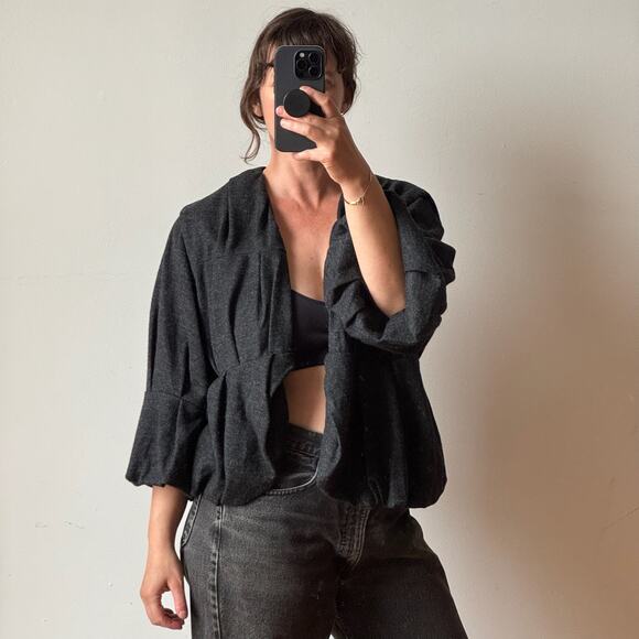 JARBO 100% Wool Ruffled Open Front Cardigan - Picture 2 of 11